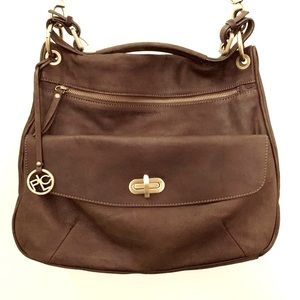Pulicatti Prezzo Italy Dark Brown Leather convertible travel twist lock satchel